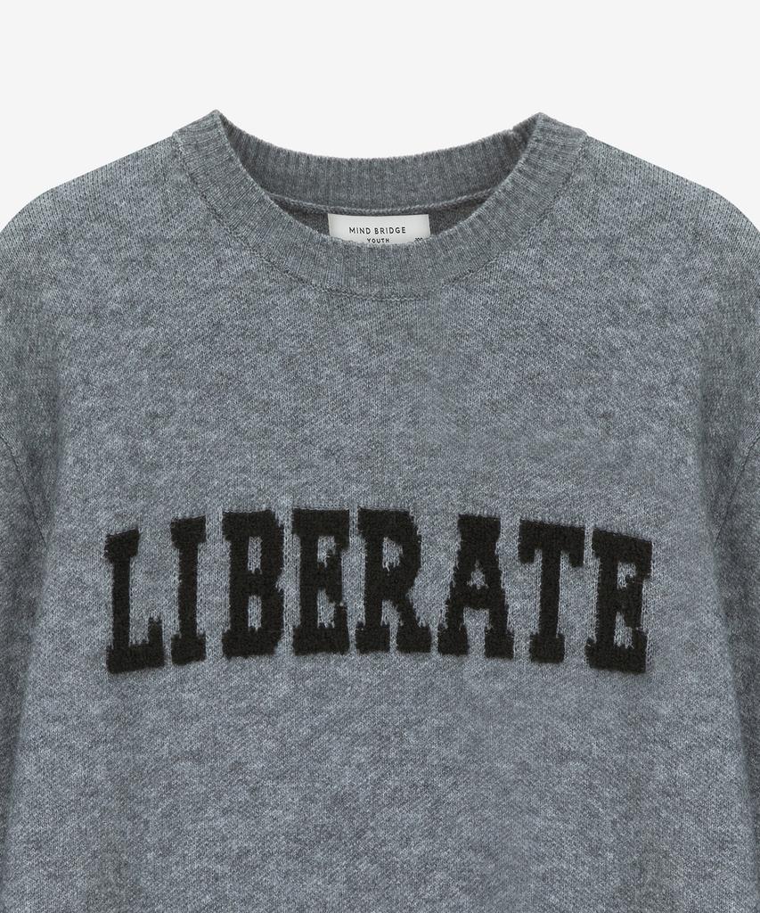 MINDBRIDGE Boucle Lettering Semi-Oversized Knit