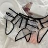 Ruffle Lace Mesh Bowknot Panties Ribbon Bow Mesh Hollow Out Seamless Panties  Lady