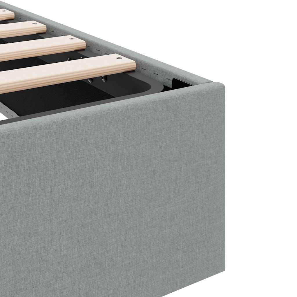 Storage Bed with Storage Light Gray 193 x 203 cm Fabric