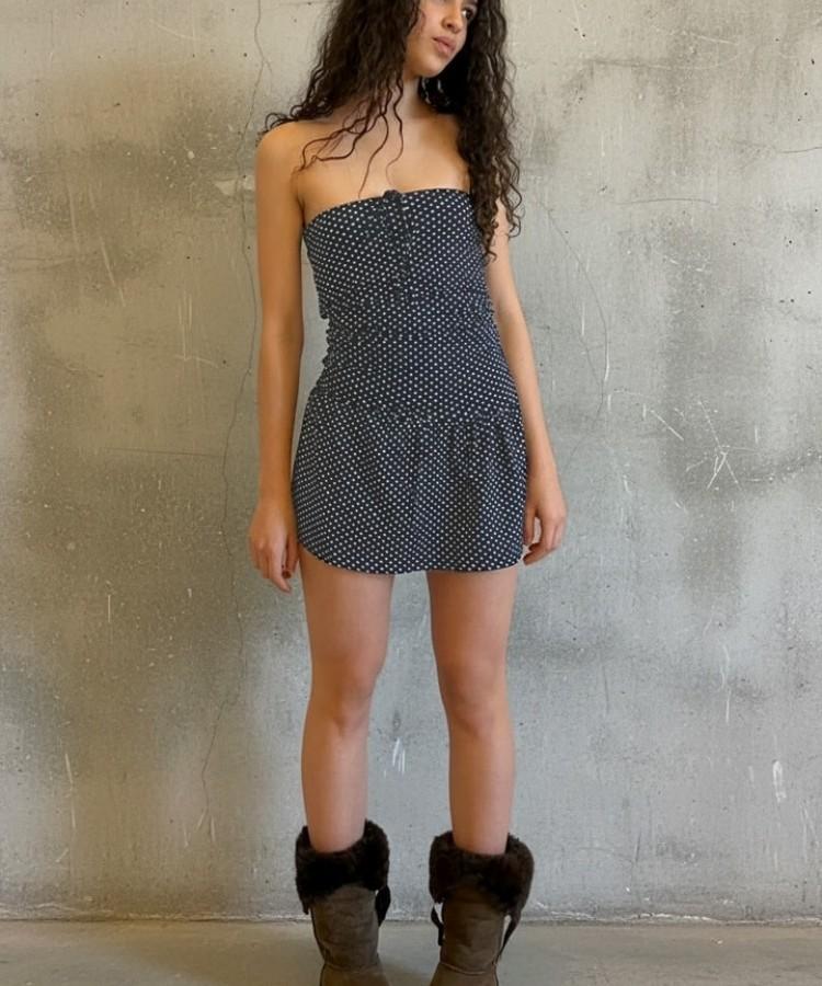 Seobdyudeu Band Dress (Navy Dot)