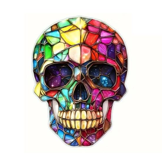 Halloween Witch Hat Hanging Decoration Stained Glass 2D Flat Acrylic Creepy Bat Skull Suncatcher Indoor Outdoor Wall Window Hanging Sign Ornament