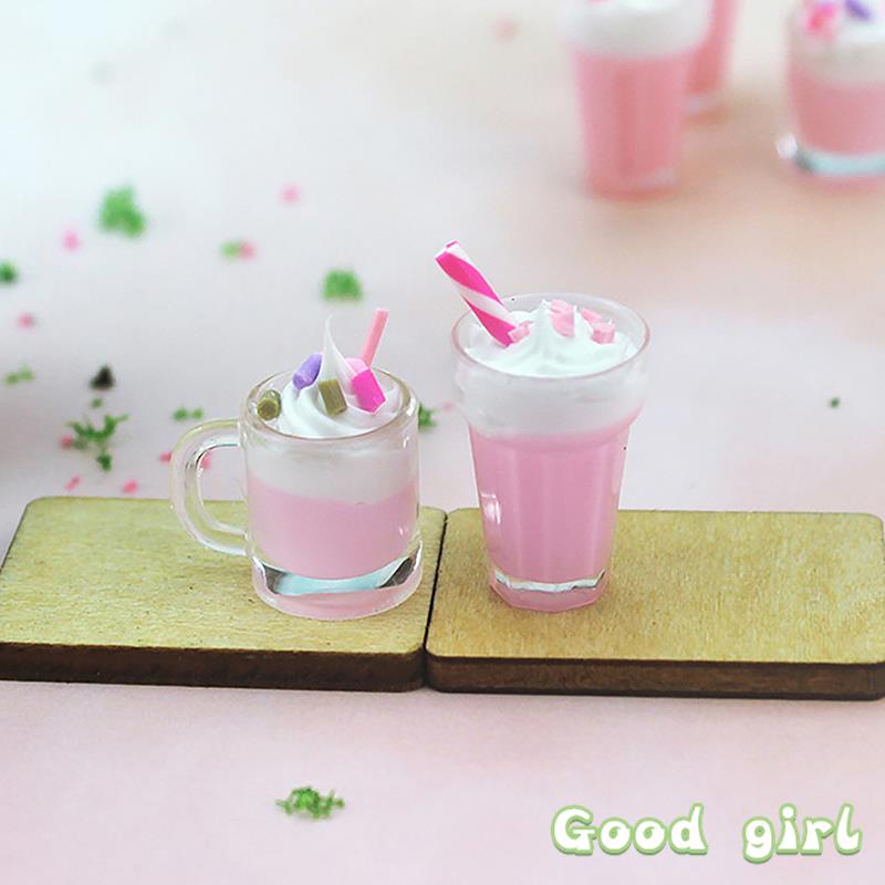1Pc 1:12 Dollhouse Miniature Food Juice Fruit Tea Goblet Drink Bottle Milkshake Ice Cream Model For Dolls House Kitchen Food Toy
