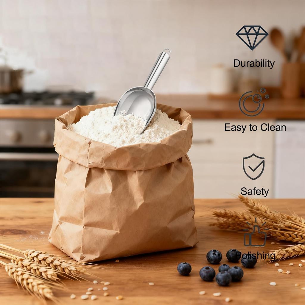 Ice Scoop for Freezer, Metal Small Ice Scooper for Ice Machine, Stainless Steel Kitchen Food Scoops for Ice Bucket Bar Party Wedding -3 Oz