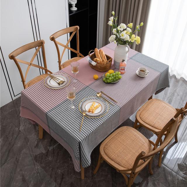 

Polyester Yarn Dyed Jacquard Plaid Tablecloth Geometric Thousand Bird Grid Sofa Cover Towel Durable Stylish Home Decor 100x135cm розовый