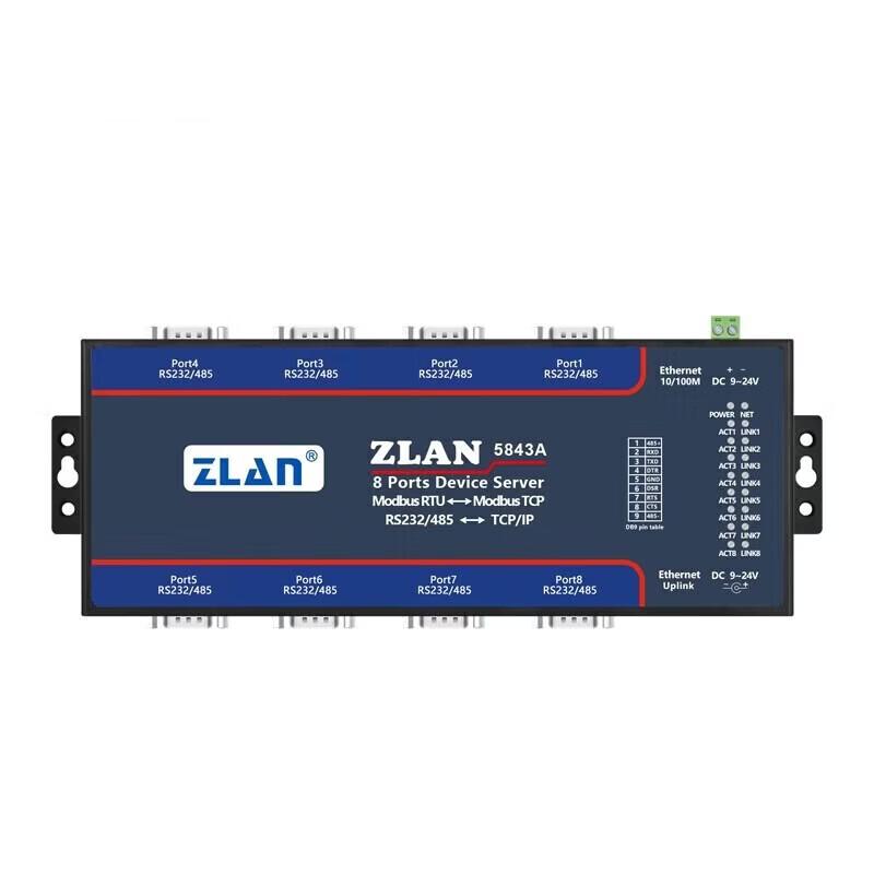 ZLAN 5843A 8-Port RS232/485 To Ethernet Serial Server