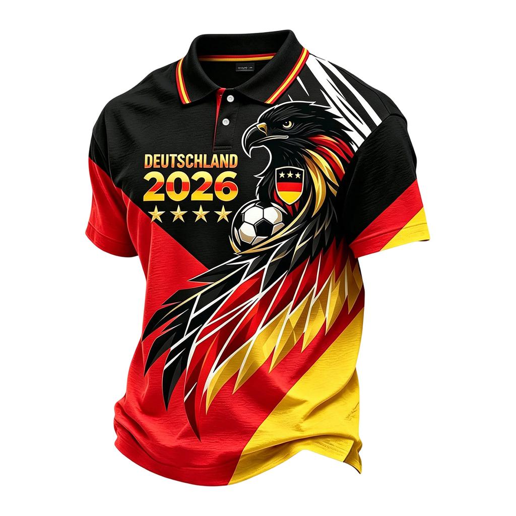 Men's Casual Printed Polo Shirt Lightweight Breathable Short Sleeve Round Neck Top Suitable for Daily Wear and Outdoor Activities