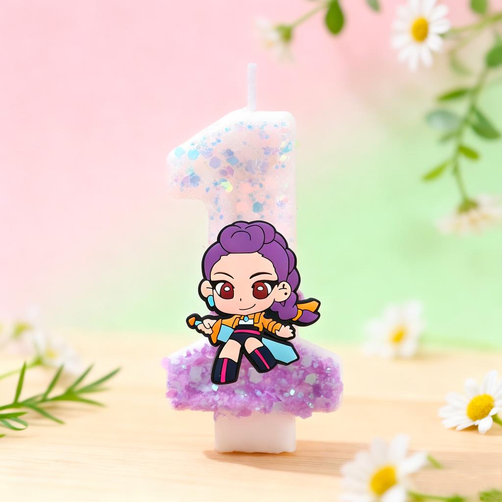 Kpop Demon Hunter Themed Candles for 5-9 Year Old Kids Birthday Parties Exquisite Cake Decorations Party Favors Supplies