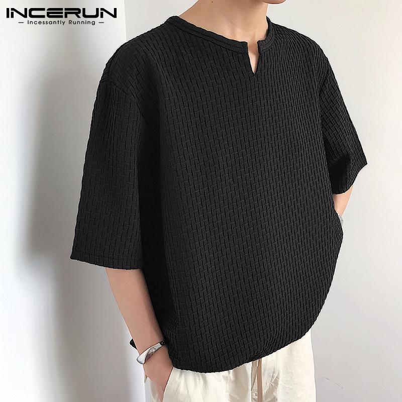 INCERUN летние мужские топы с v-образным вырезом и короткими рукавами — фото 6