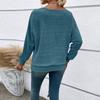 Women's Fashionable Solid Color Round Neck Long Sleeved Casual Pullover T-shirt Top