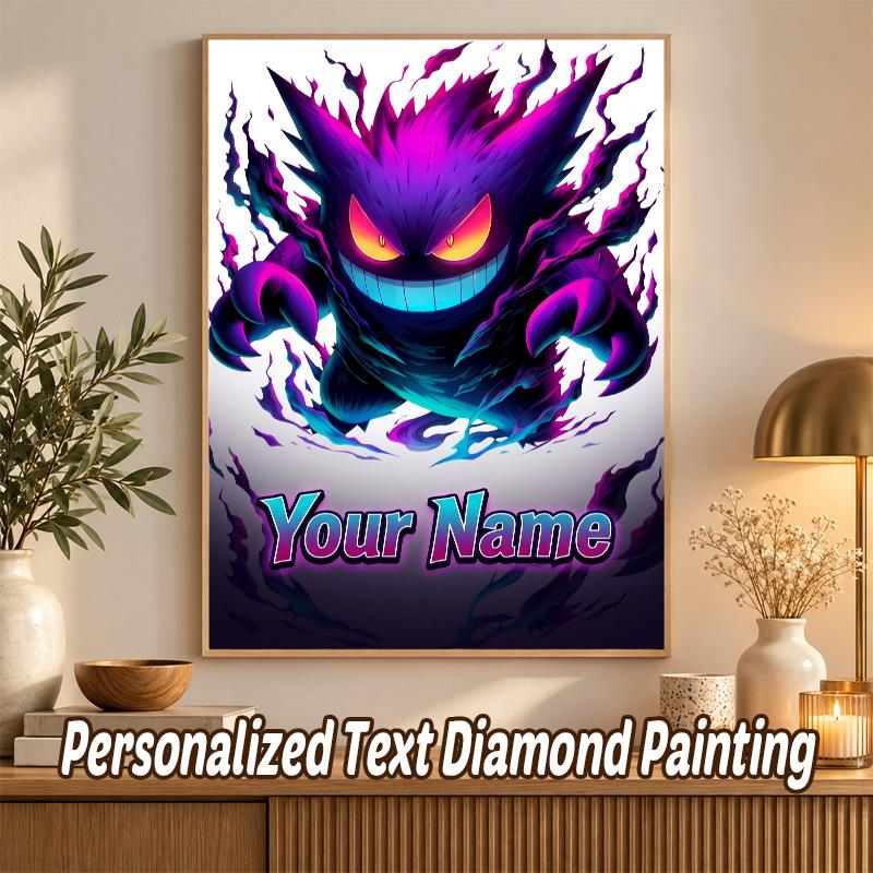 Gengar Custom Name Diamond Painting Personalized 5D Full Drill DIY Diamond Art Home Decor