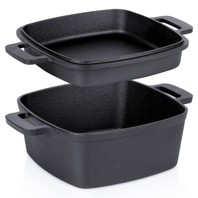 Cast Iron Pot, Roasting Pan, Frying Pan, 2 In 1, 25 Cm