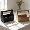 Scatola portaoggetti con manico, grande capacità, design aperto e portatile, texture legno, organizer durevole, per scrivania e souvenir