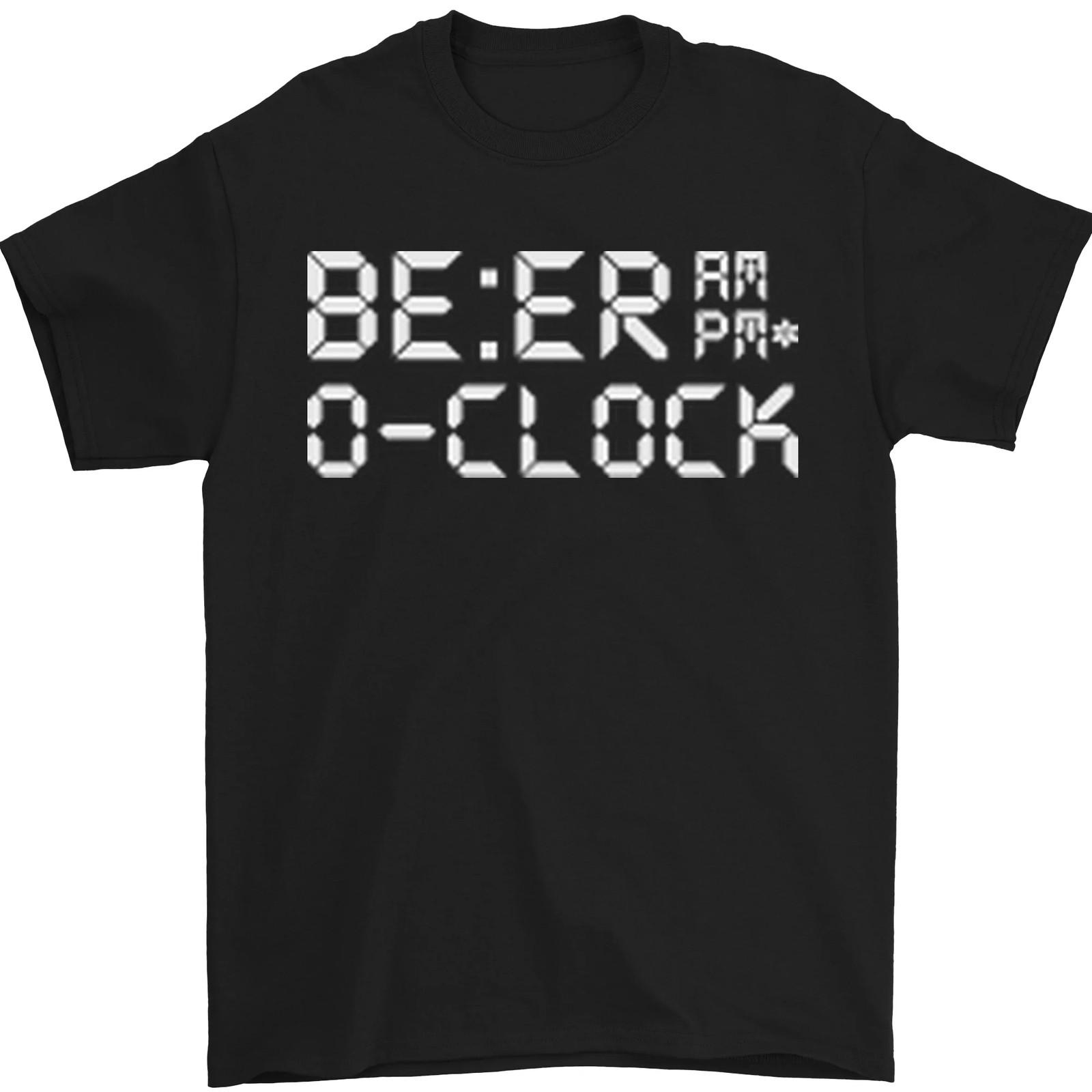 Beer OClock Funny Alcohol Drunk Humor Mens T-Shirt 100% Cotton S