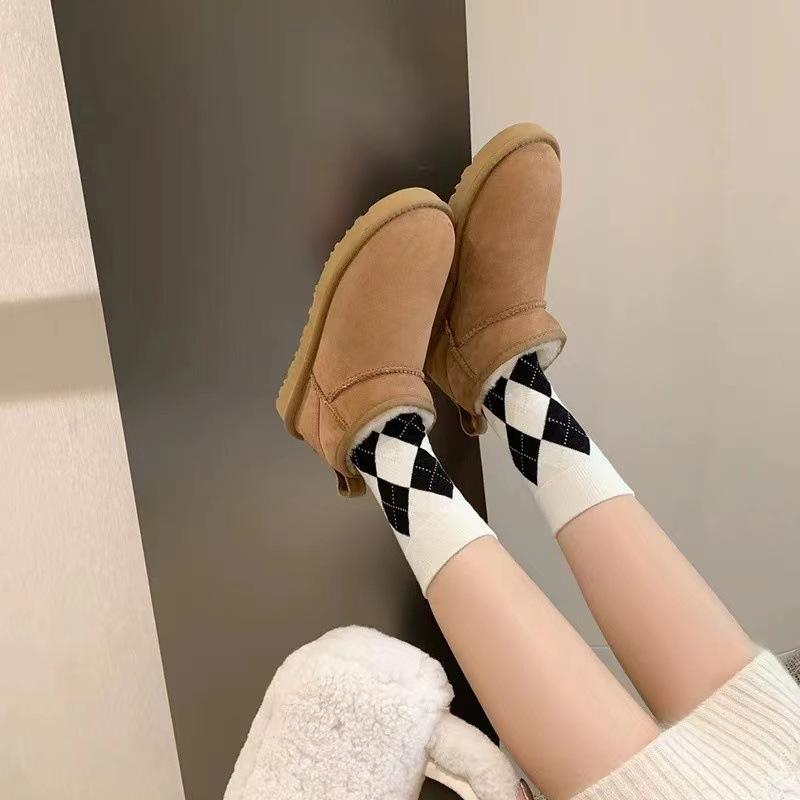 Guttega 2025 Herbst und Winter neue Samt verdickte Fell integrierte warme matte vielseitige flachbodige Schneestiefel Damen