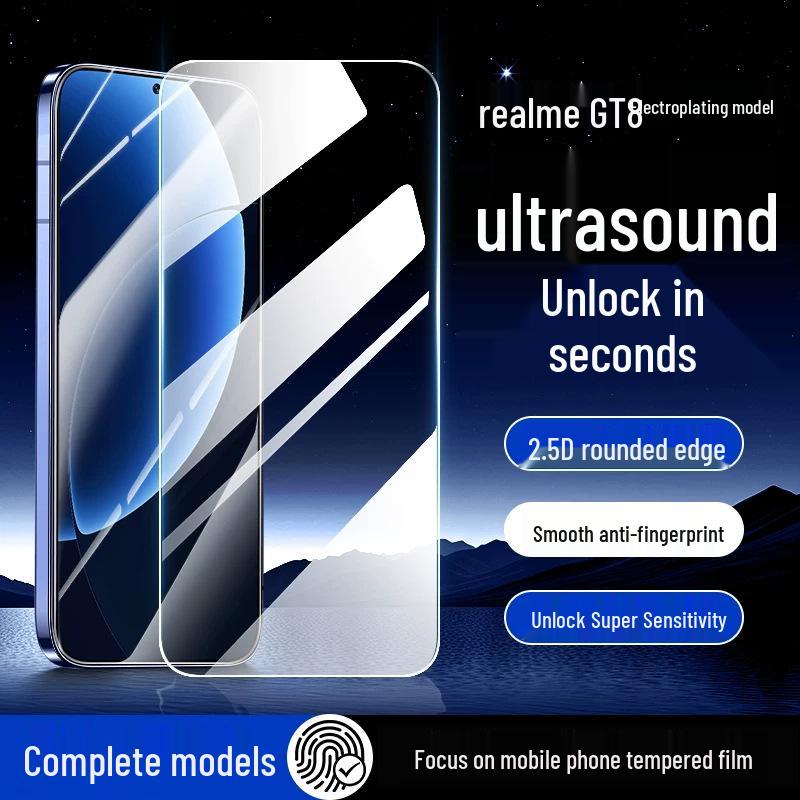 Realme GT8 Pro/GT7/GT6 Tempered Film with Fingerprint Unlock & Privacy Protection