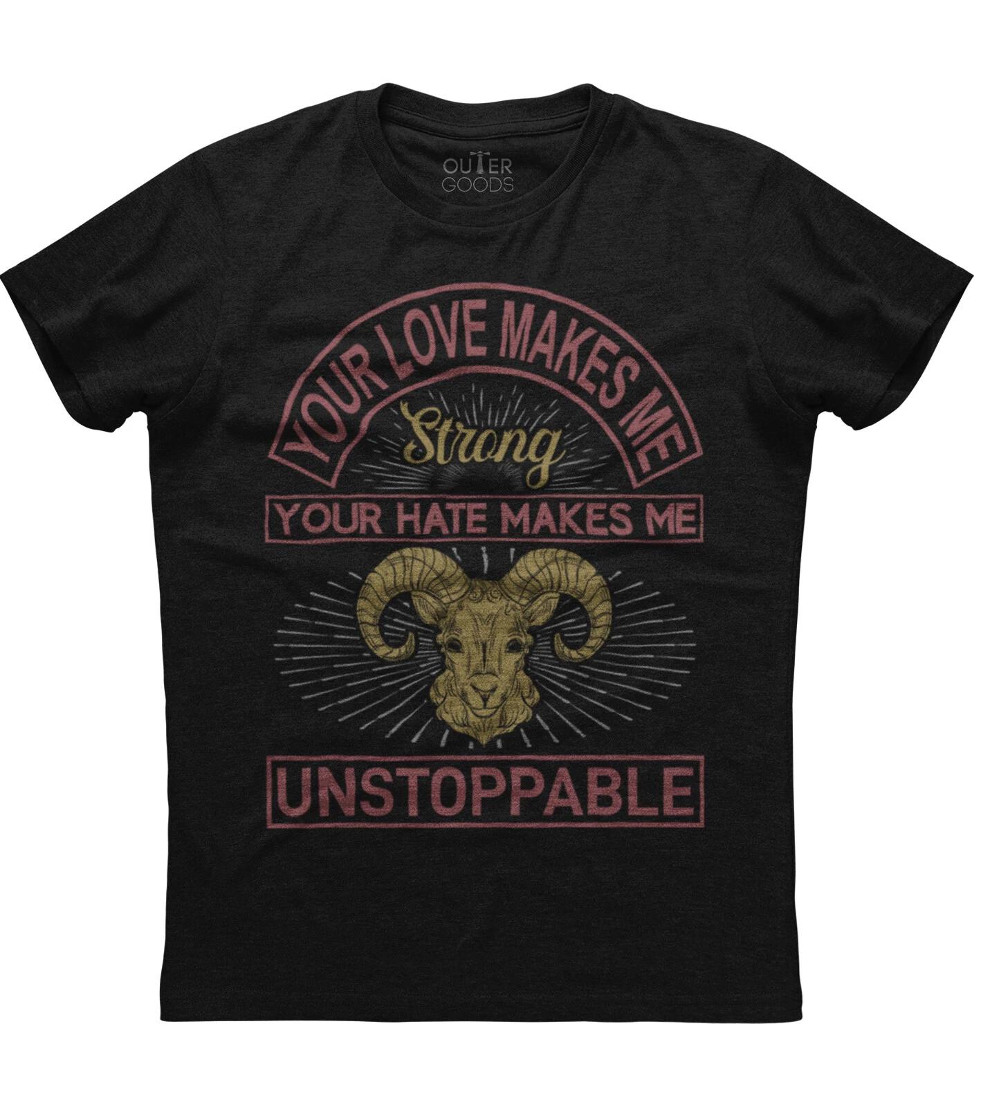 Your Love Makes Me Strong Your Hate Mens Short Sleeve Cotton Black T-shirt L