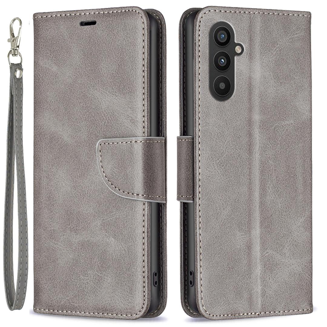 

Для Samsung Galaxy A25 5G (Глобальный) (161,0 х 76,5 х 8,3 мм) Чехол-подставка для мобильного телефона из тонкой текстурированной однотонной искусственной кожи, чехол-кошелек Grey