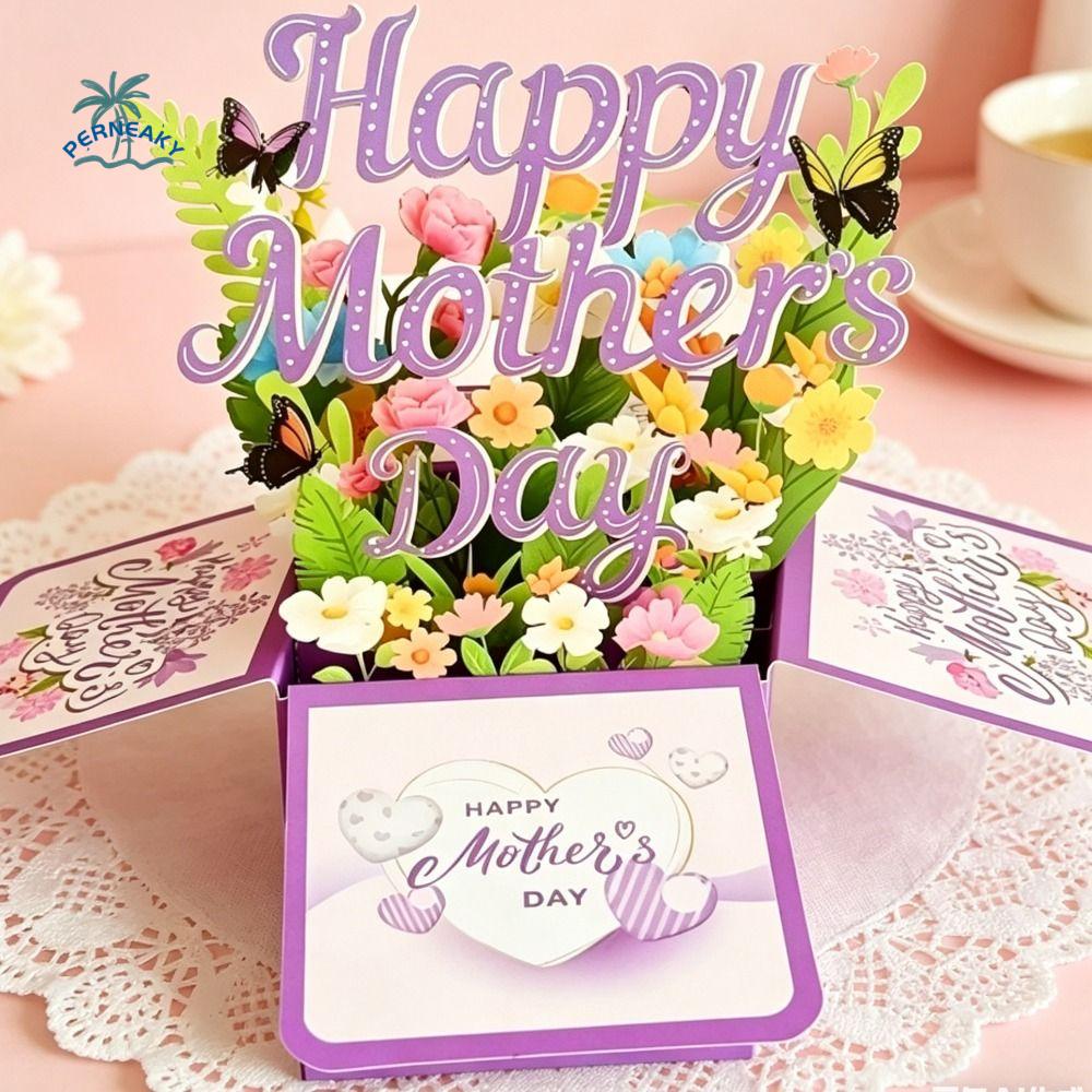 Surprise Flower 3D Mother's Day Card Butterfly Creative Mom Greeting Card Best Wishes Gifts Flower Pop Up Card Party Decoration