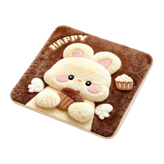 Cute Puppy Pattern Pad Plush Animal Chair Pad, Square Cozy Seat Cushion, Cat Pattern, 15.8 Comfortable Office Cushion x Inch with Non-Slip Backing for