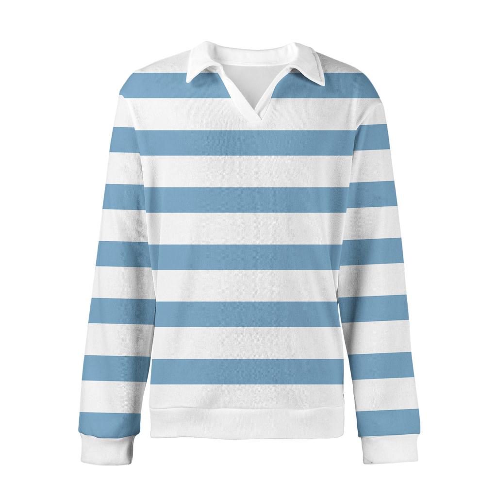 Pánské ležérní módní tištěné klopové pletené spodní tričko s dlouhým rukávem