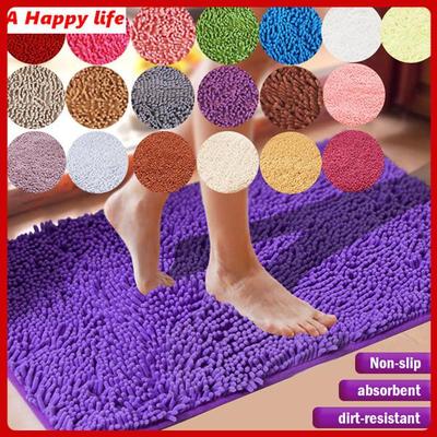 Bathroom Rug Mat Non-Slip Door Mat Microfiber Shag Absorbent Shaggy Rugs for Floor Bathroom Bedroom Living Room