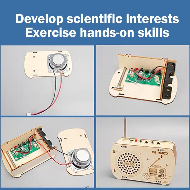 Kit Radio en Bois Bricolage Rétro FM Éducatif STEM Jouet de Construction Kit d'Expérience Scientifique Puzzle 3D Artisanat Cadeau d'Anniversaire Pour Enfants Adolescents