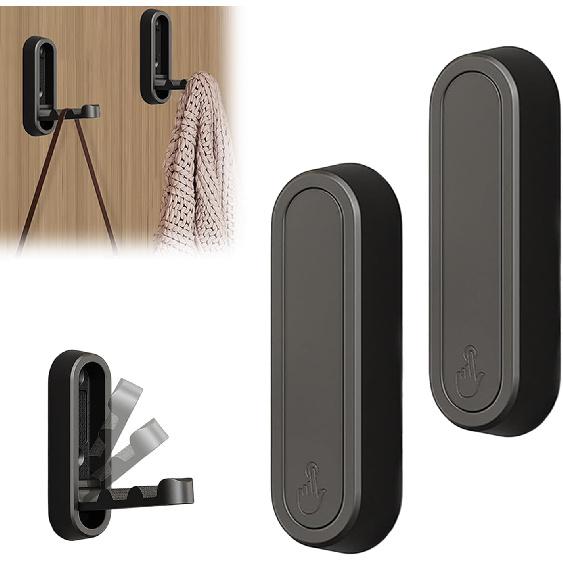 QQM 2Pcs Folding Wall Hooks, Foldable Wall Coat Hooks, Space-Saving Hidden Hooks, Zinc Alloy Heavy Duty Hook for Hanging Coats, Towels, Scarves,