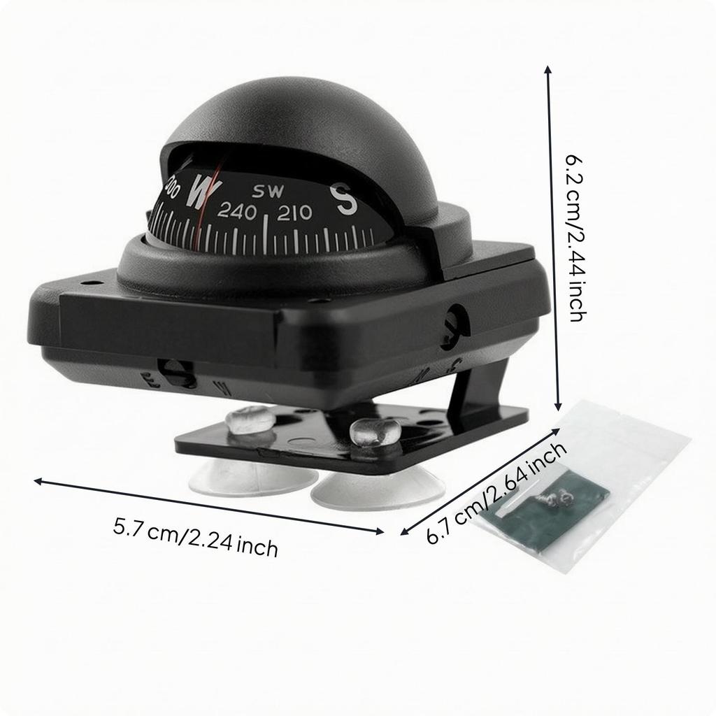 Navigation Compass with Suction Cups Compact for Road Trips