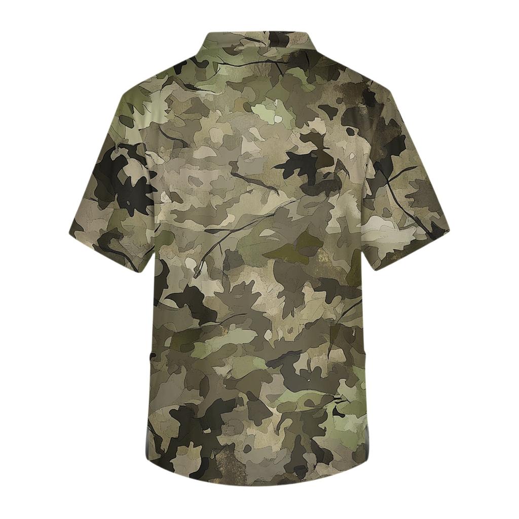 Men's Casual Short-Sleeved V-Neck Printed Front Pocket Top