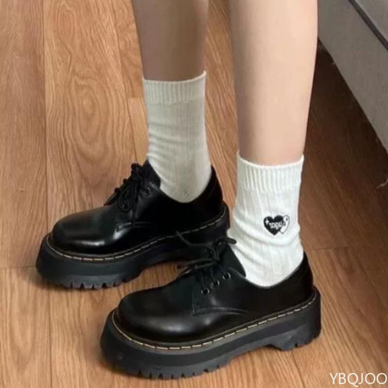 

Весна Осень Новые Ботинки на Круглом Носке Противоскользящие Повседневные Универсальные Износостойкие Простые Удобные На Толстой Подошве Женская Обувь 40