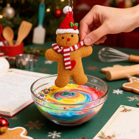 6 Pcs Gingerbread Man Ornaments Fabric Gingerbread Figurine Christmas Tree Decorations for Holiday Home Party Decor