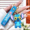 Car Cute flower Stitch bag pendant keychain Star and Stitch PVC soft plastic doll pendant couple small key chain Gift