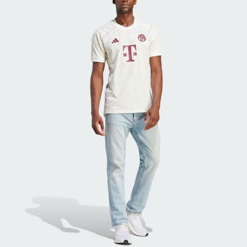 Adidas Fc Bayern 23/24 Third Jersey Floral Print Round Neck Short Sleeve Men Tops Han-Jade-White HR3725