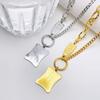 Fashion Design Hip-Hop Square Necklace Exaggerated Personality Temperament Titanium Steel Collarbone Chain Does Not Fade Versatile