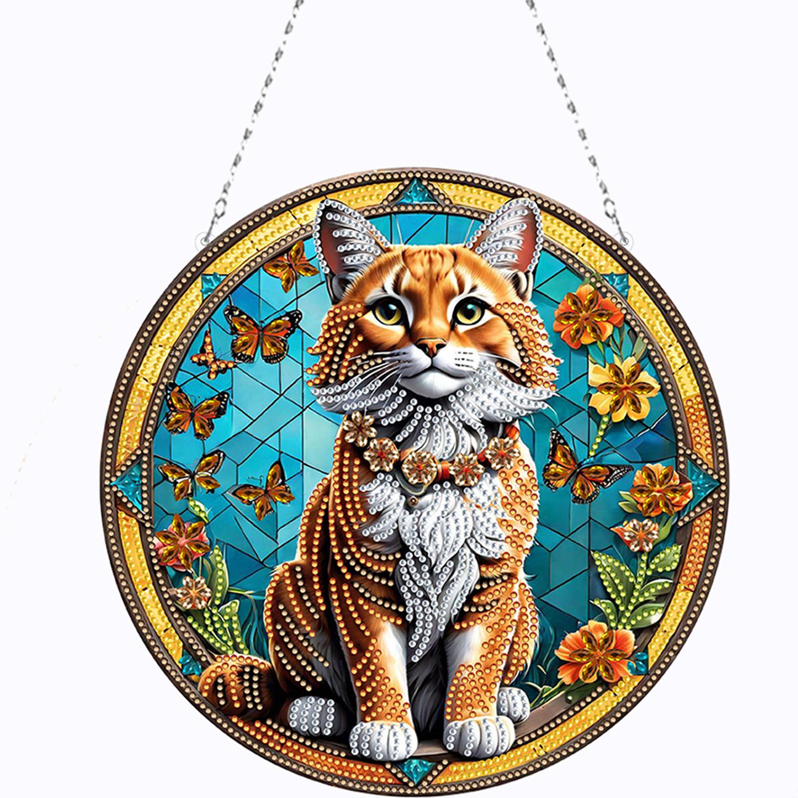 

Cat Dog Double Sided Effect Diamond Drawing Hanging Ornament Crystal Painting Ornaments Home Windows Decor for Kid DIY Craft