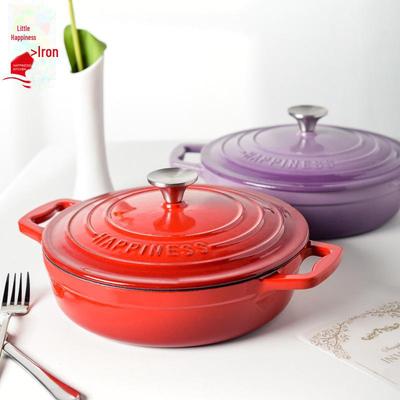 Little Happiness Multifunktions-Emailletopf aus Gusseisen für Eintopf, Meeresfrüchte und Suppe – induktionsgeeignet