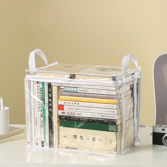 Book Storage Bag Waterproof Clear Storage Bag with Handles Foldable Storage Pouch