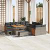 vidaXL 13-piece Garden Sofa Set with Grey Cushions Poly Rattan Acacia, vidaXL 2-seater Garden Sofa with Cushions 3363358