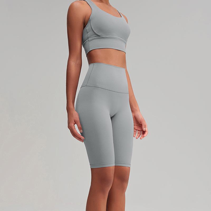 Damen Sommer Schnelltrocknende High-Waist Yoga Radshorts