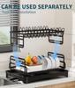 Dish Drying Rack, 2 Tier Large Dish Drying Rack for Kitchen Counter with Drainboard Stainless Steel Dish Drainer for Dish/Knifes