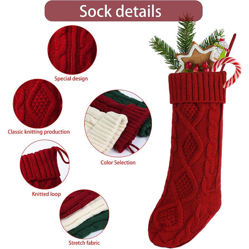 Large 46Cm Knitted Wool Home Wall Decoration Candy Bag Gift Bag Socks Hanging Christmas Socks