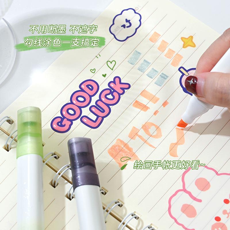 4pcs Fruity Highlighter Pens Set Brush Tip Strobe Bling Glitter Color Marker Liner for Drawing Painting Art School