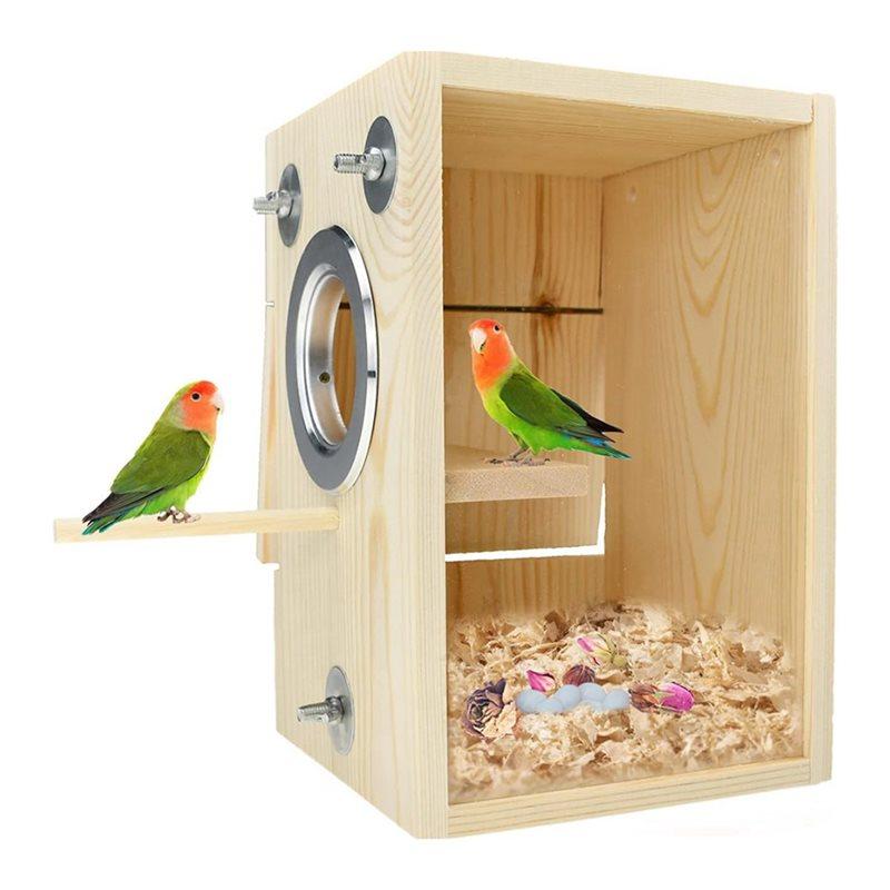 Bird Nest Box Wooden Acrylic Transparent For Cockatiel Parakeet Breeding Nest Box Bird Nest House