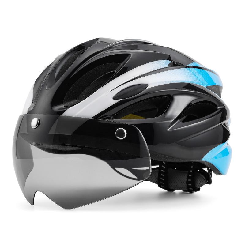 New Breathable Integrated Magnetic Goggles Bicycle Helmet with Tail Lights Adult Men's and Women's Cycling Helmet