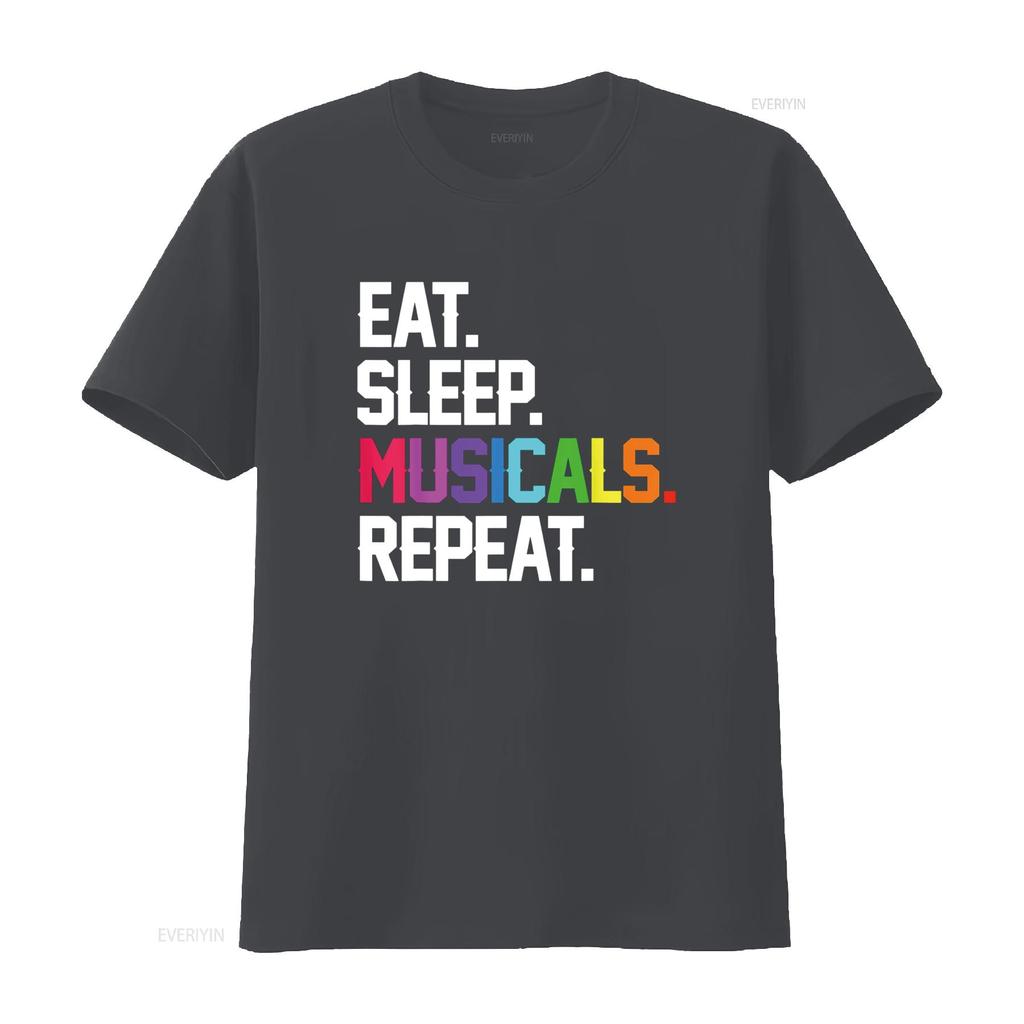 Musicals Eat Sleep Repeat T Shirt vintage Washed Slightly graphic Versatile Top For Everyday Wear streetwear designer clothes