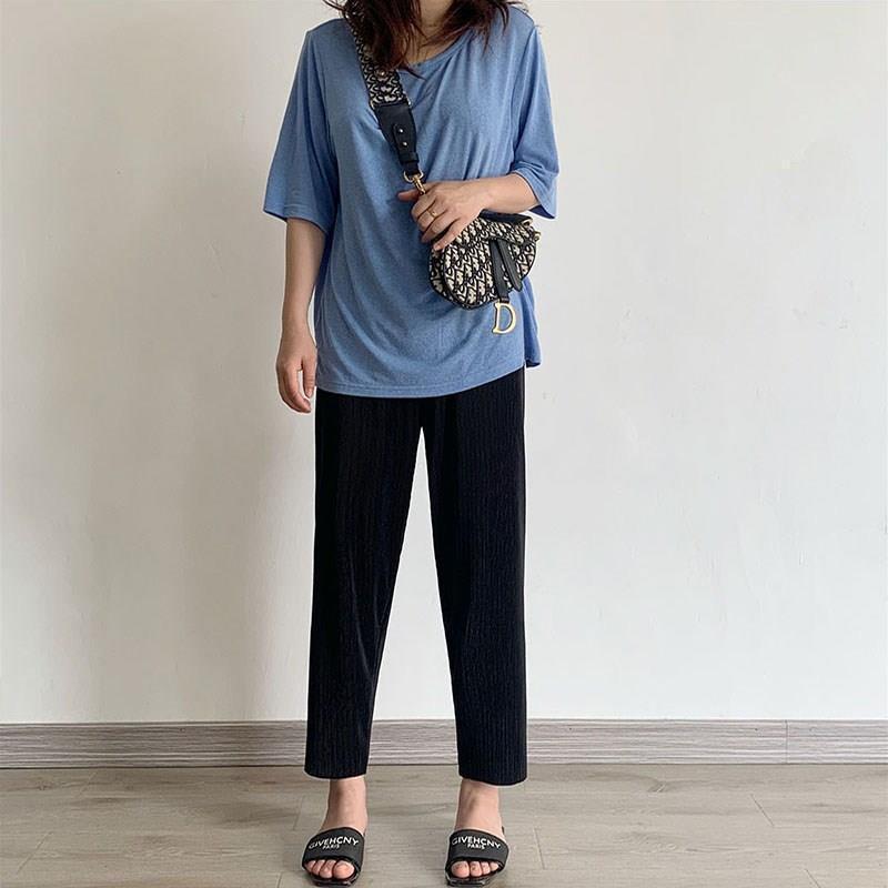 

Petite High Waist Harem Suit Pants - Women s Straight, Loose, Slimming Drape, Nine-point Carrot Pants for Spring/Summer (145cm) XS (60-79 lbs)