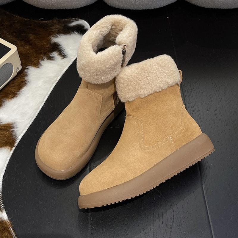 Fashion Women Flats Ankle Boots Suede Fur Shoes Casual 2025 Sport Trend New Fashion Sneakers Short Plush Snow Boots Winter Botas Mujer