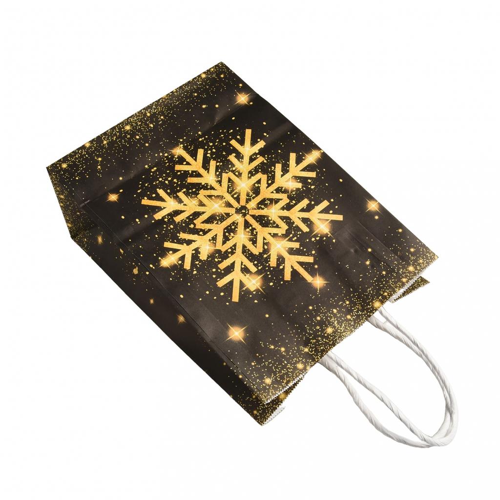 Set of 12 Elegant Reusable Kraft Paper Bags for Your Holiday S and Treats