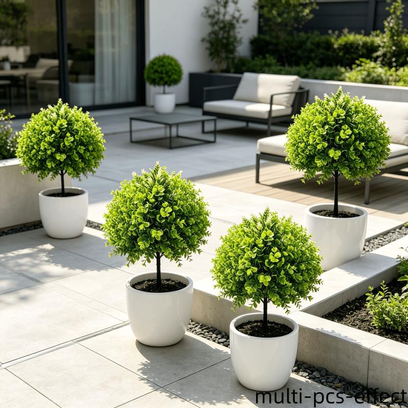 Artificial Green Plants Ground Stake Fake Greenery Plastic Shrubs Plants For Outdoor Garden Patio Yard Landscaping Decoration