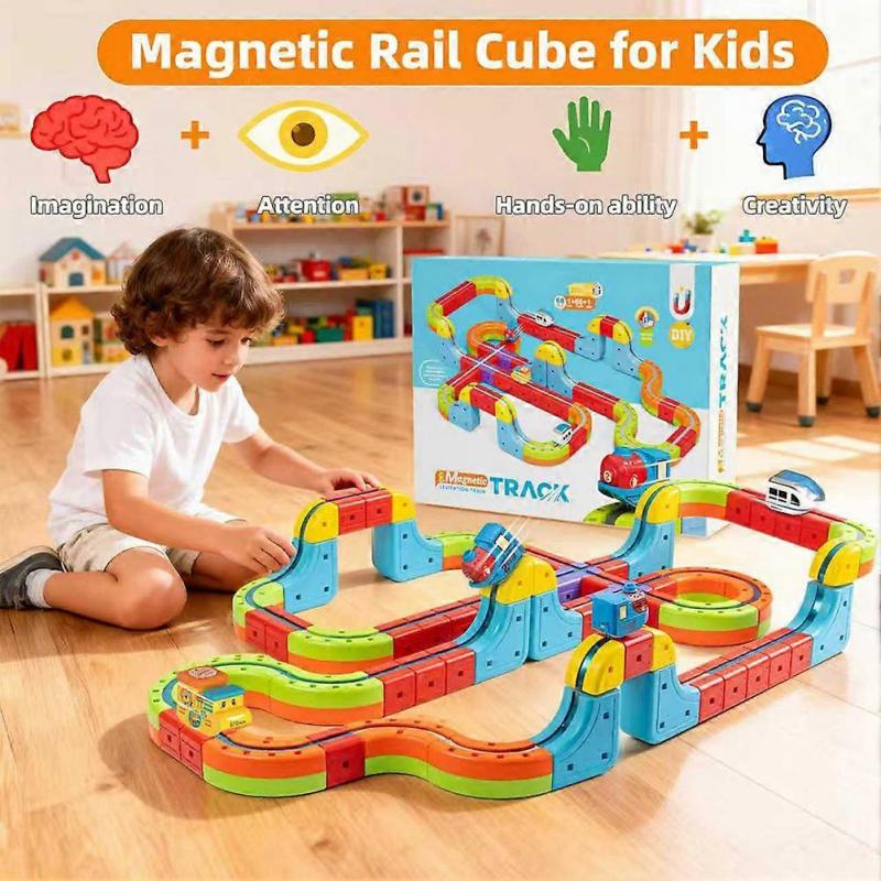 Electric Magnetic Trains Track Set DIY Smart Puzzle Toy STEM Educational Fun for Kids Boys and Girls